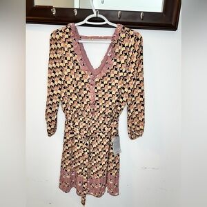 NWT DG2 Ladies Mini Length Pink/Yellow Dress Size Small